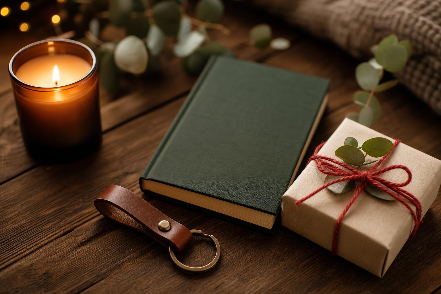 A small wrapped practical gift with a kraft tag