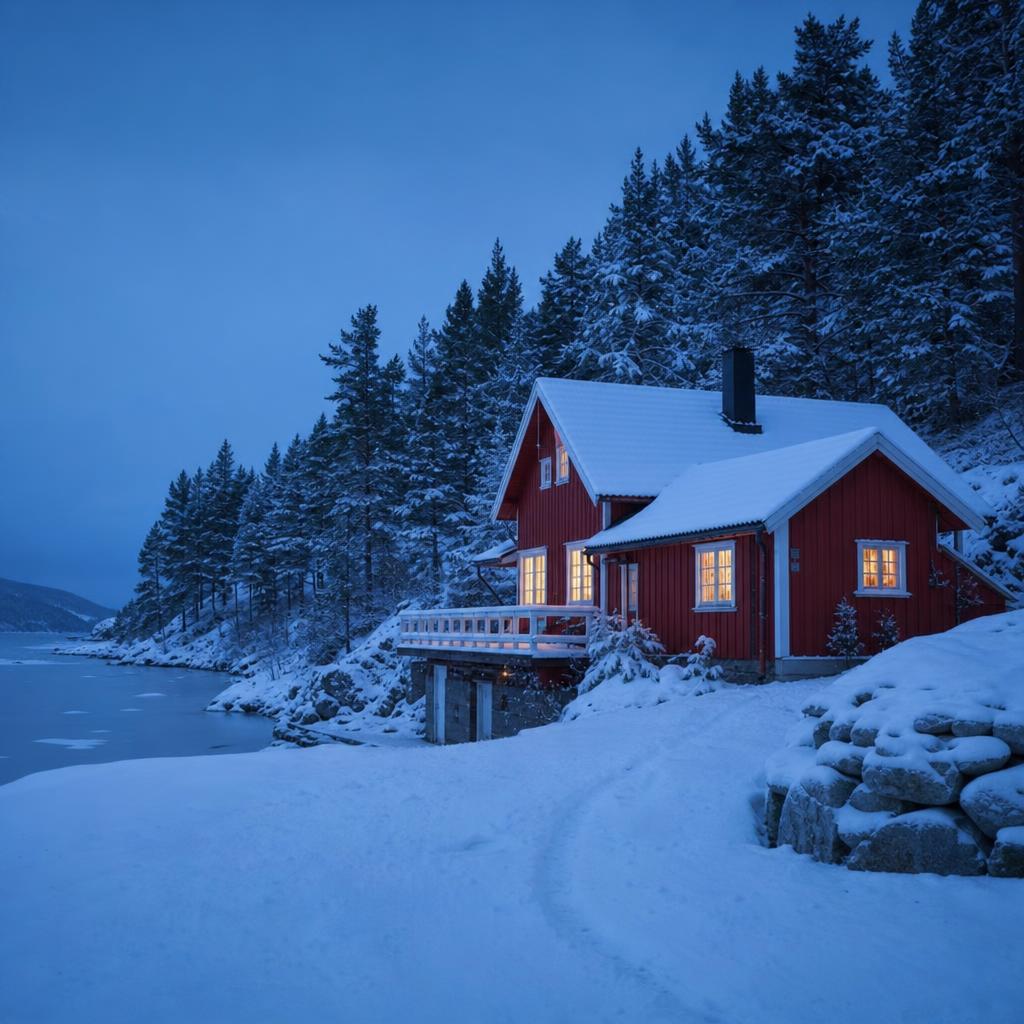 Norwegian Christmas home with candles, paper hearts and a snowy window