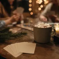 A notepad and pen on a festive table ready for a quiz