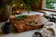 Elegant everyday household objects arranged as practical Christmas gifts